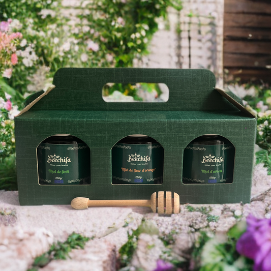 Coffret cadeau 3 pots de miel liquide 250g