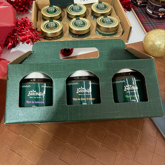Coffret cadeau 3 pots de miel liquide 250g